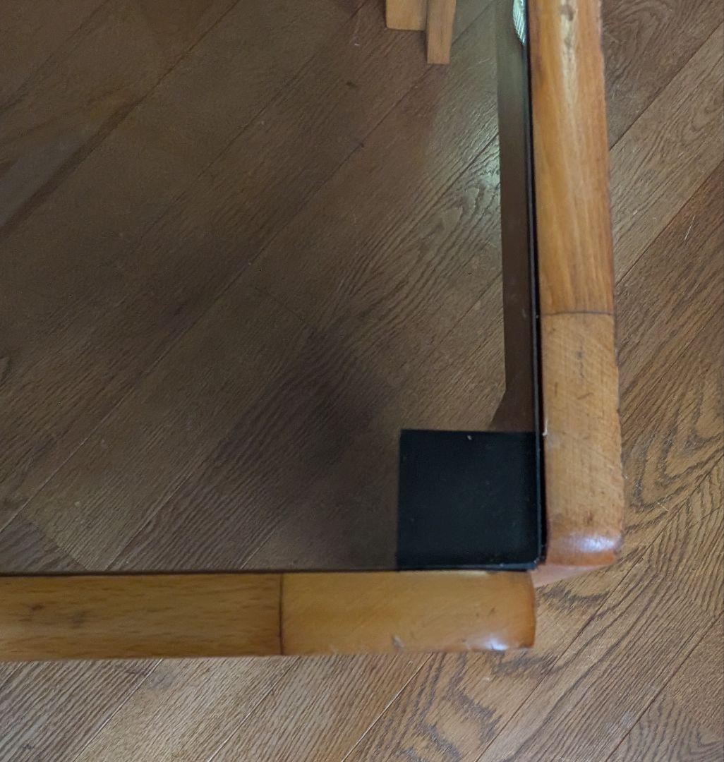 【希少】北欧ヴィンテージ風 ガラステーブル 木製フレーム センターテーブル