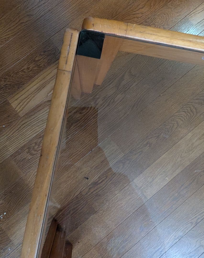 【希少】北欧ヴィンテージ風 ガラステーブル 木製フレーム センターテーブル