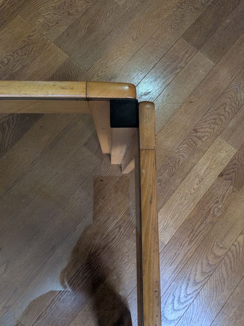 【希少】北欧ヴィンテージ風 ガラステーブル 木製フレーム センターテーブル