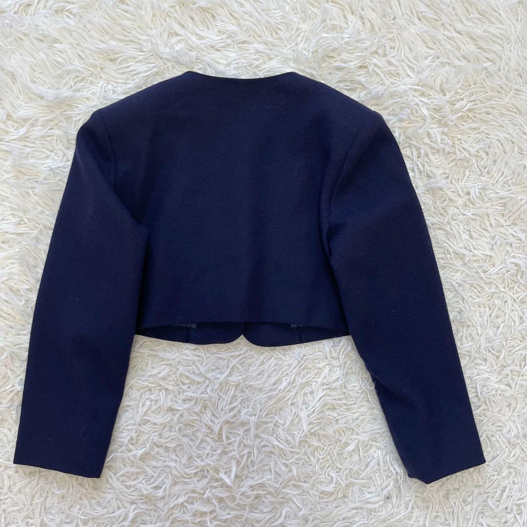 ファミリア✨フォーマルアンサンブルスーツ120 白襟ワンピース ボレロ 刺繍受験