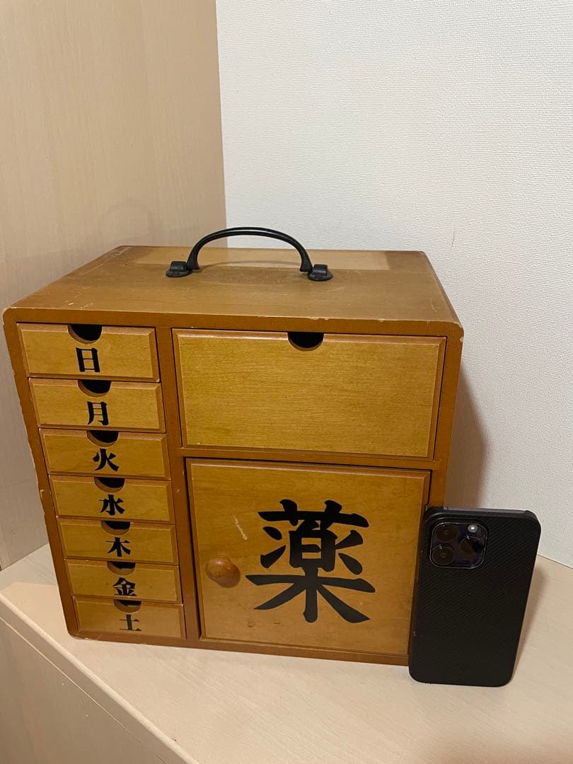 昭和レトロ　木製　薬箱　小引き出し　引き出し　古道具　　ヴィンテージ