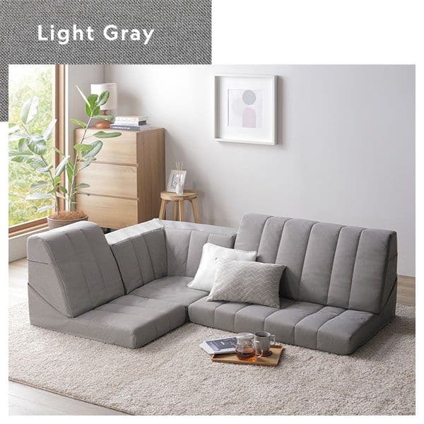 コーナー ソファセット 3点セット ライトグレー ハイバック リクライニング