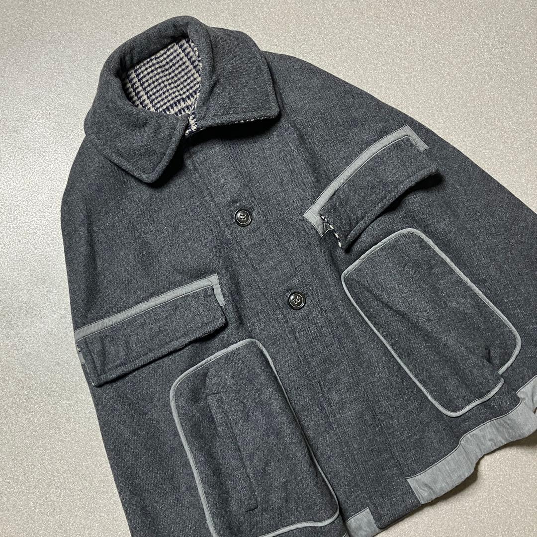 【リバーシブル マックスマーラ】ポンチョ コート ウインドウペンチェック