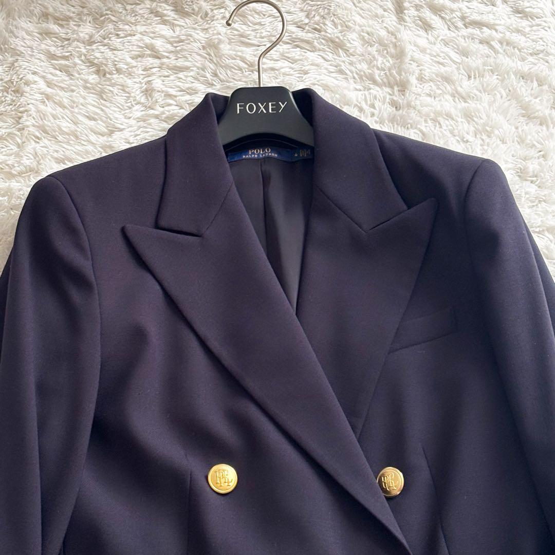 ポロラルフローレン　ダブルブレステッド ウール ブレザー　金ボタン　ネイビー