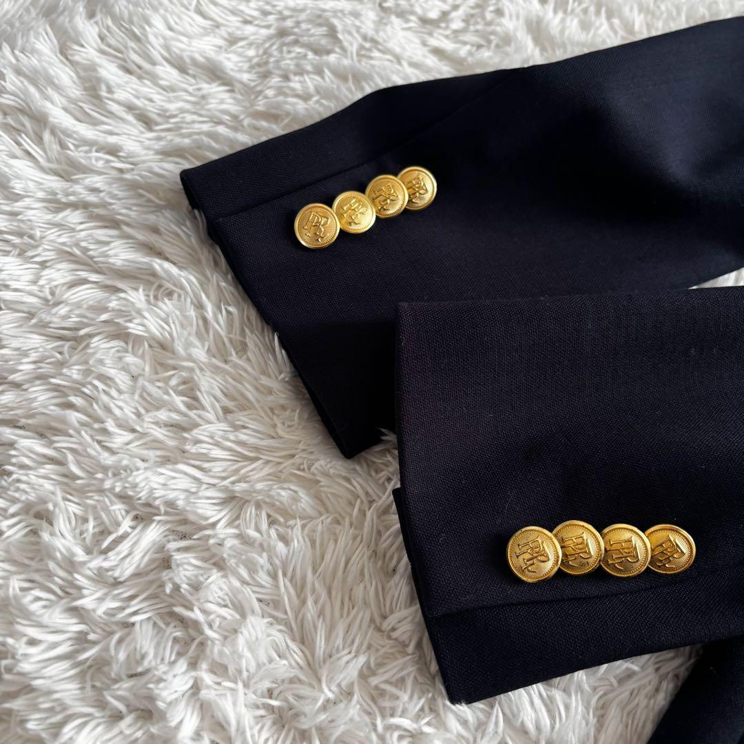 ポロラルフローレン　ダブルブレステッド ウール ブレザー　金ボタン　ネイビー