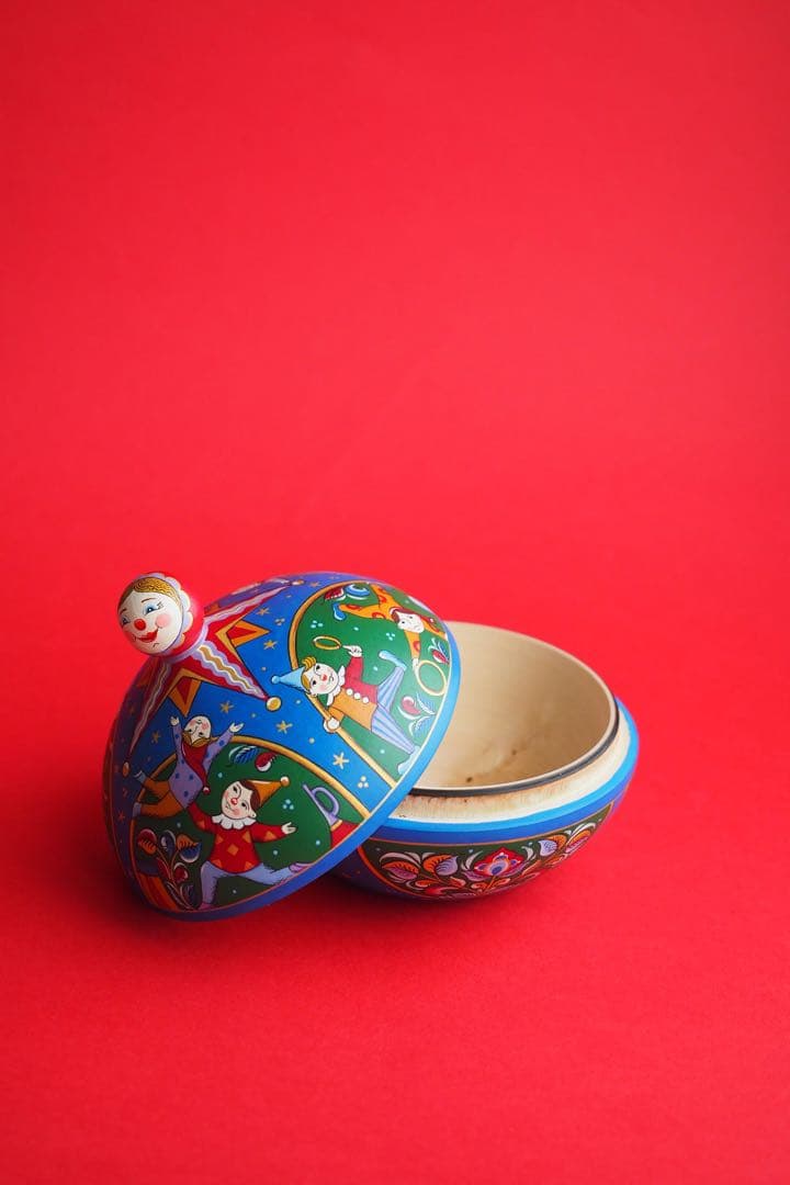 ロシア雑貨☆『ロシアのサーカス』ピエロの円形収納Boxマトリョーシカ オリガ新作