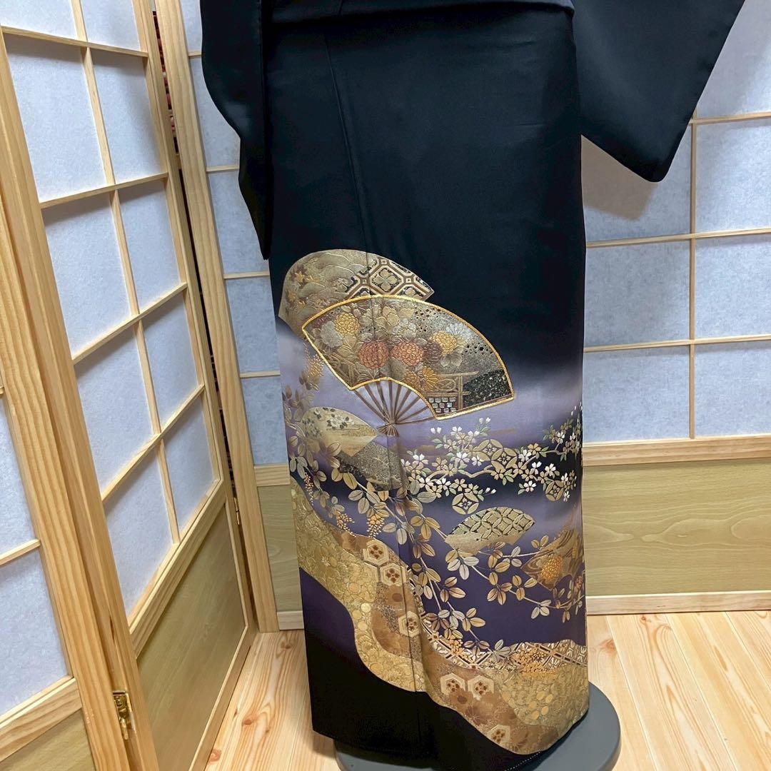 mimion様［7141］黒留袖 泰常 幅広サイズ ロング丈 比翼 五つ紋 正絹