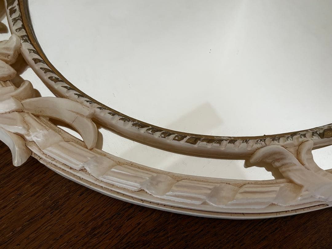 美品　イタリア製　壁掛け　鏡　ウォールミラー　リボン装飾