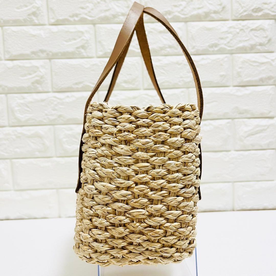 【完売品】クレドラン かごバッグ ボックス型 ファスナー 帆布 異素材ミックス