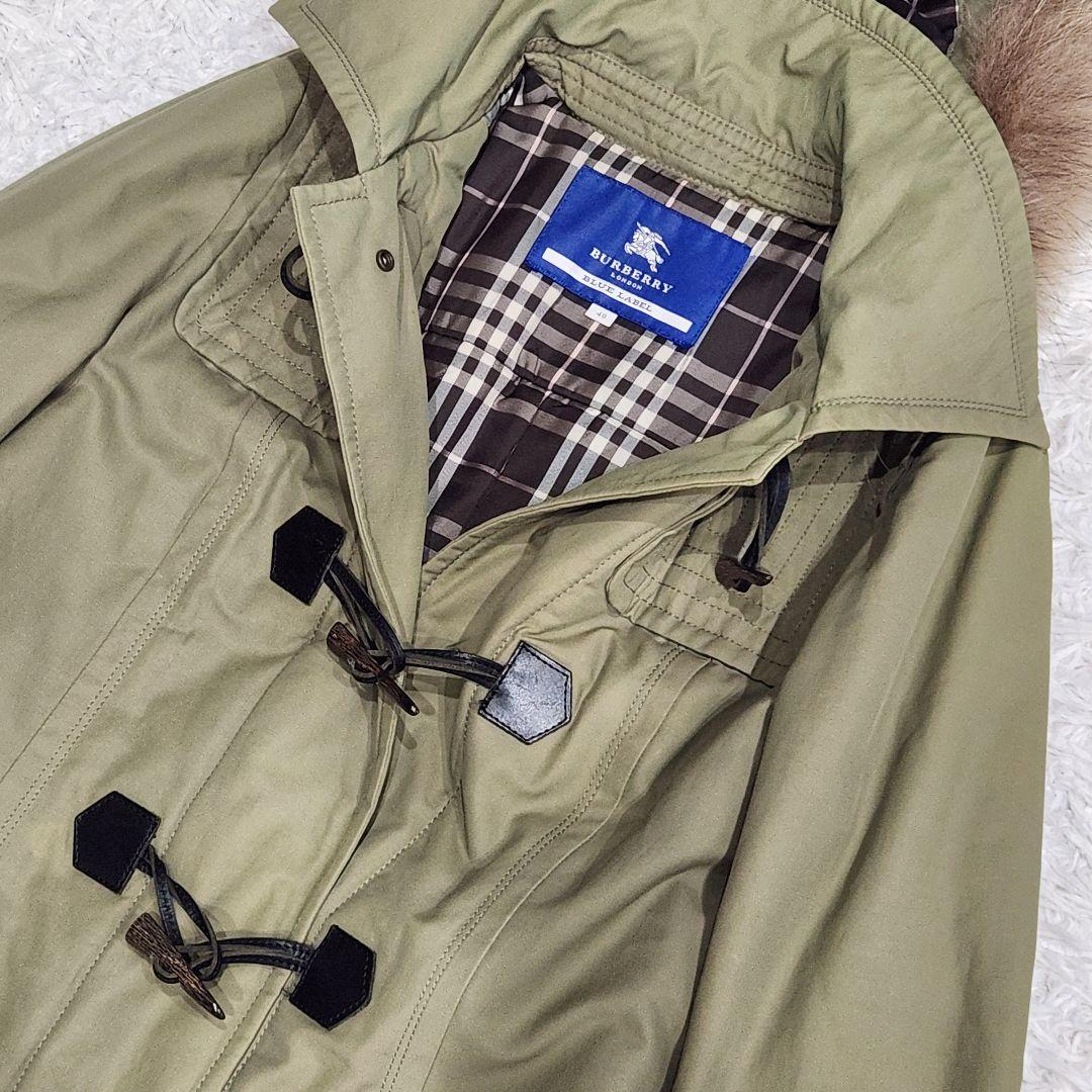 バーバリーブルーレーベル❣️モッズコート　40　カーキ　バーバリーチェック