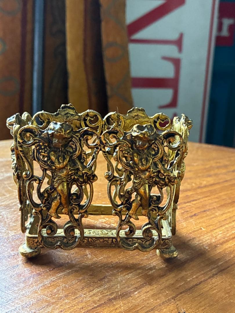 フランス　アンティーク　オルモル　香水瓶　ホルダー　真鍮　エンジェル　天使　レア