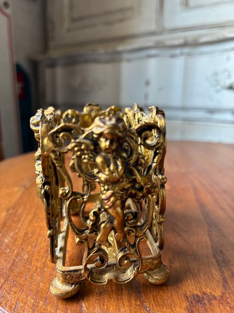 フランス　アンティーク　オルモル　香水瓶　ホルダー　真鍮　エンジェル　天使　レア