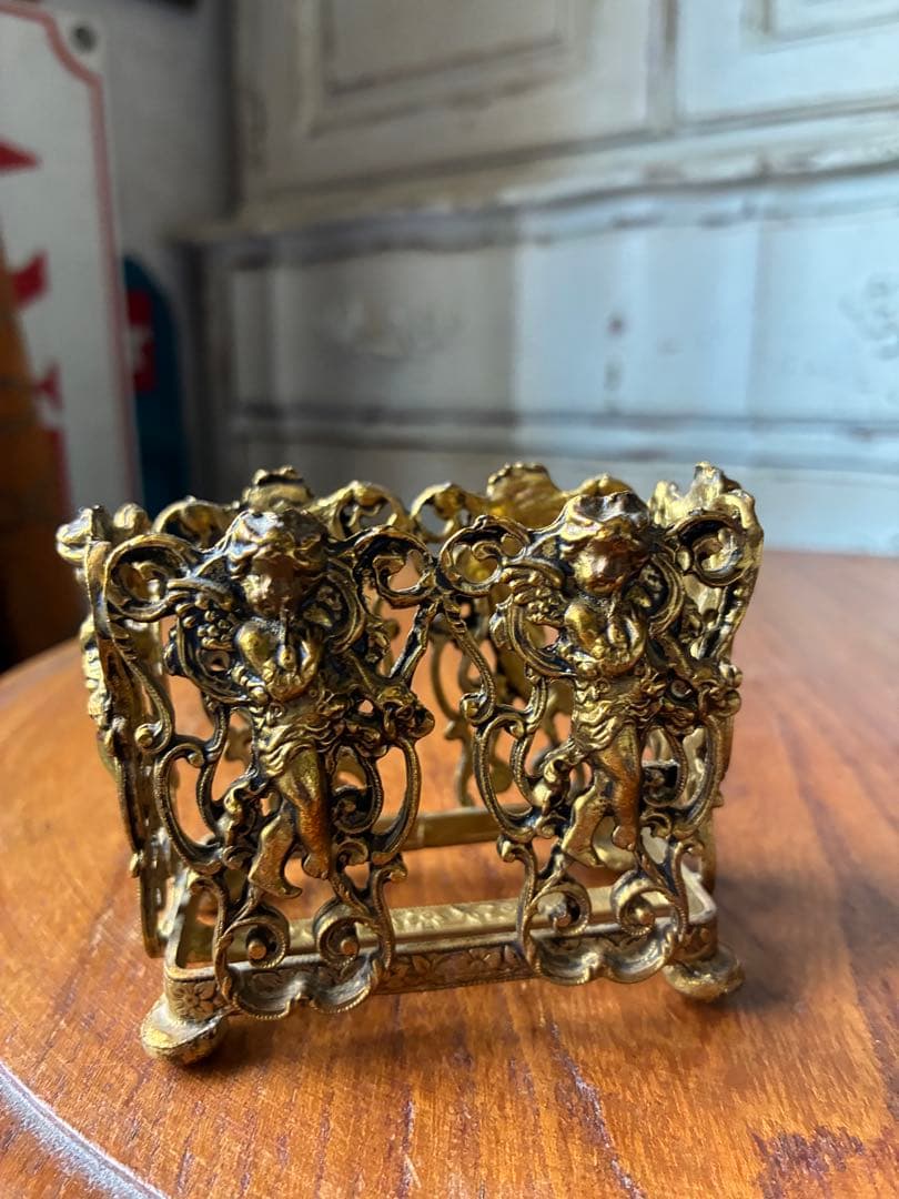 フランス　アンティーク　オルモル　香水瓶　ホルダー　真鍮　エンジェル　天使　レア