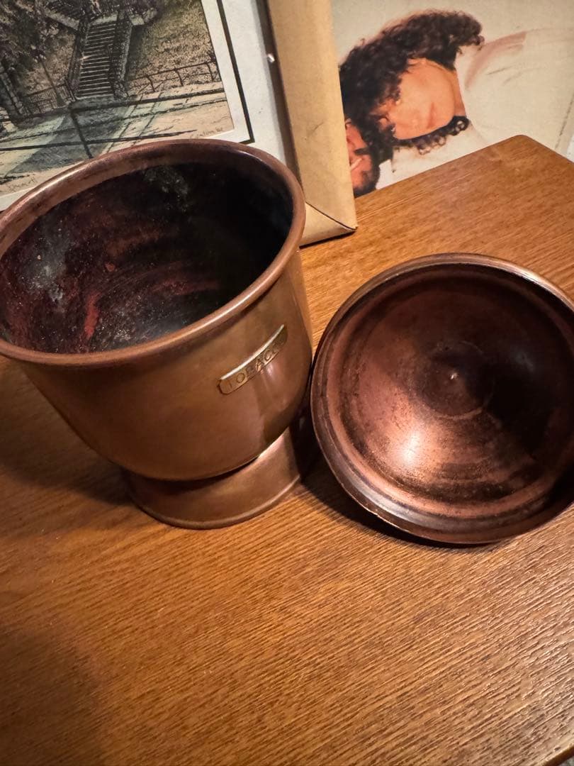 アンティーク 銅製 タバコ入れ 蓋付き