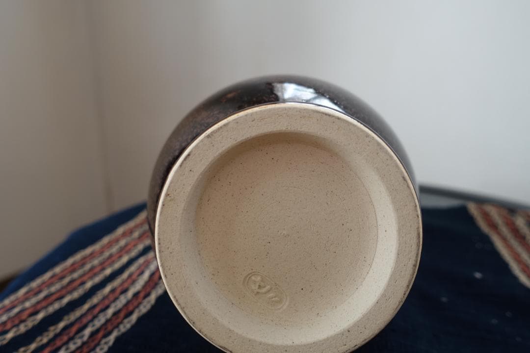 223 花瓶　笹耳付　膳所焼き SOUVENIR