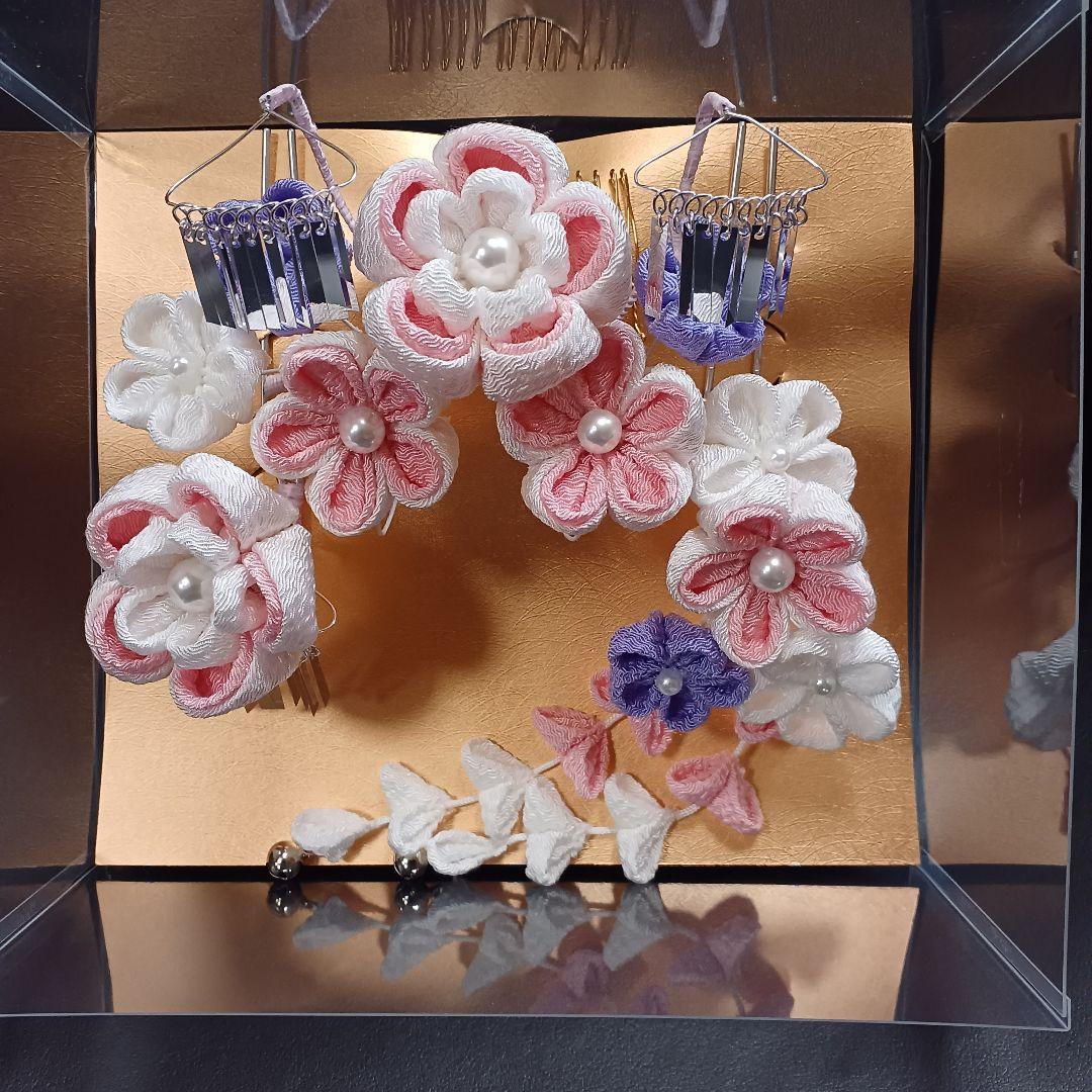 新品未使用【七五三】髪飾り　勝山かんざし　つまみ細工　パステル　日本髪　ハレの日