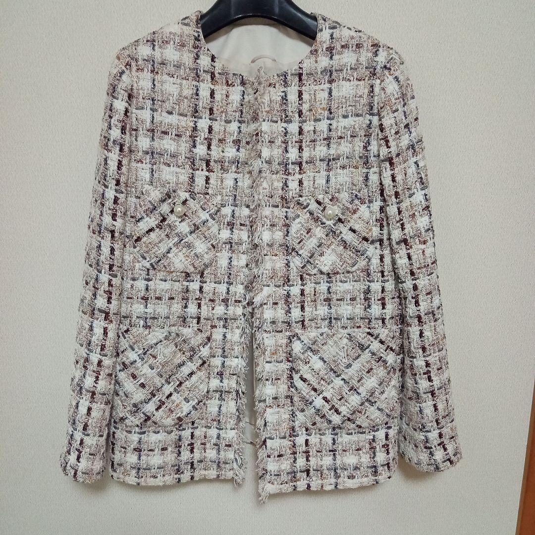 ANAYI ラメスラブツイードロング　ジャケット