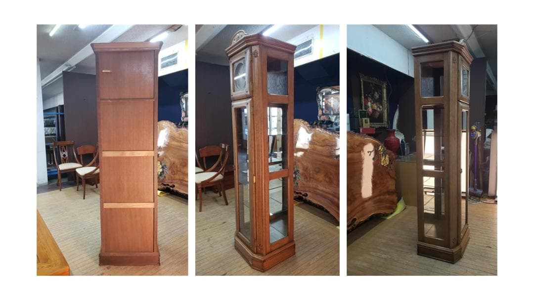 b5　時計付き　キュリオケース　ガラス棚　飾り棚