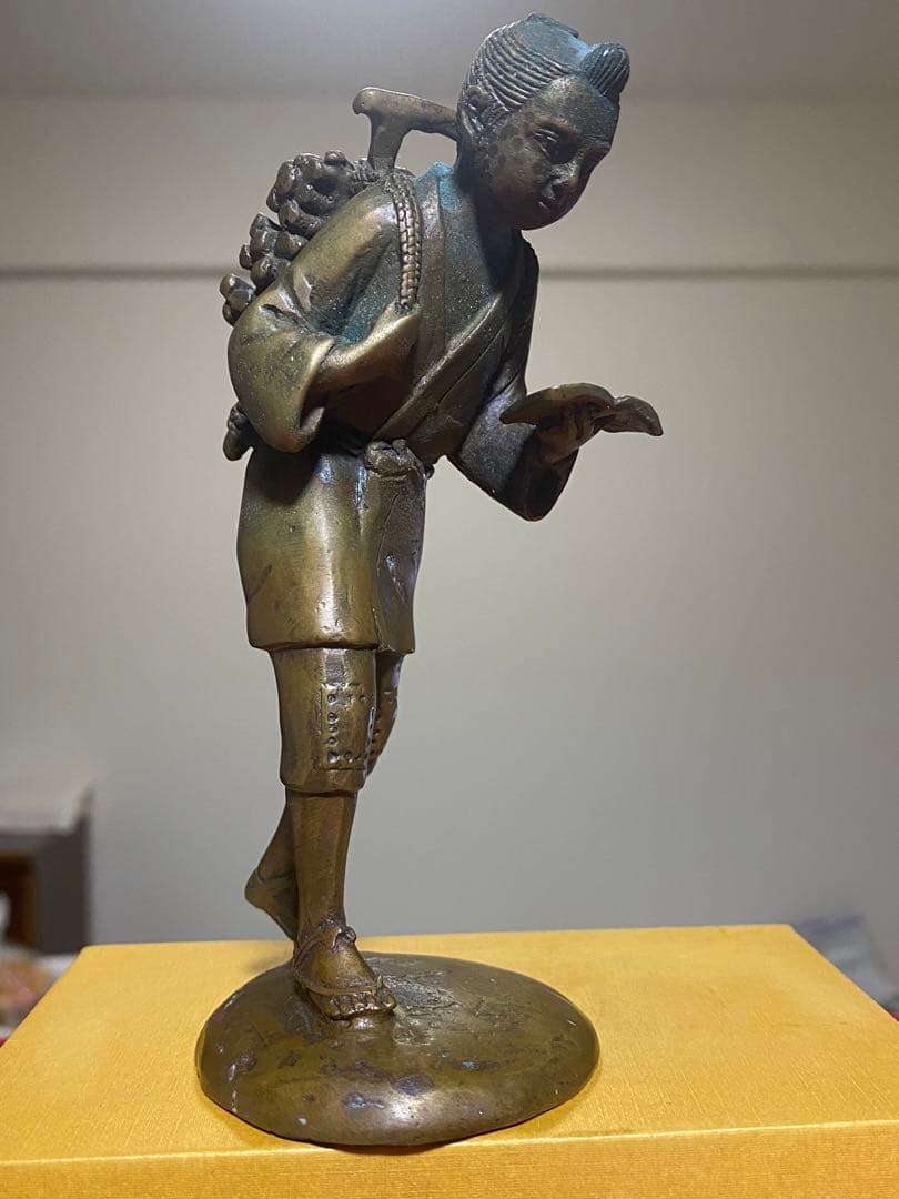 ⭐️二宮金次郎（尊徳）像 銅器 高岡銅器 置物 飾り大正時代 レア物 骨董品