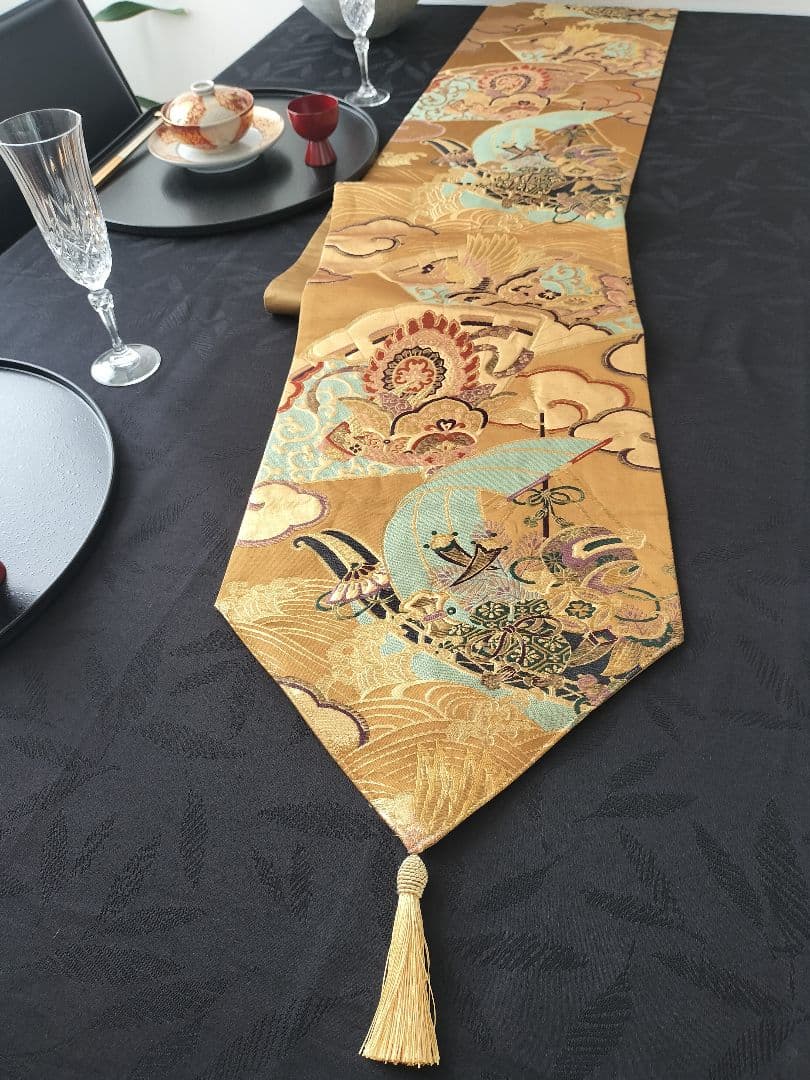 A873★宝船‼️豪華刺繍‼️テーブルランナー2m10cm