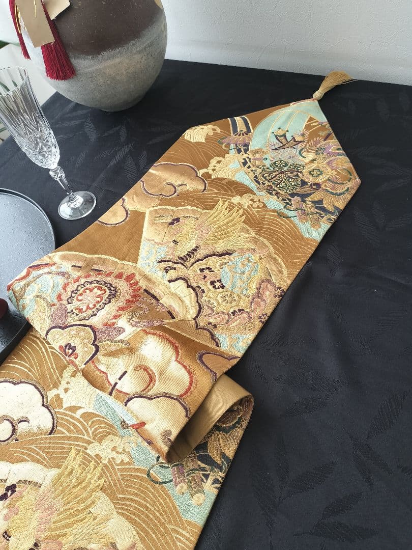 A873★宝船‼️豪華刺繍‼️テーブルランナー2m10cm