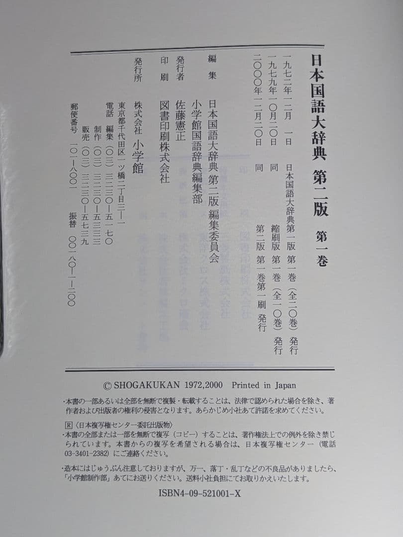 日本国語大辞典　小学館　全14巻　後半7～14巻　【中古ー非常によい】