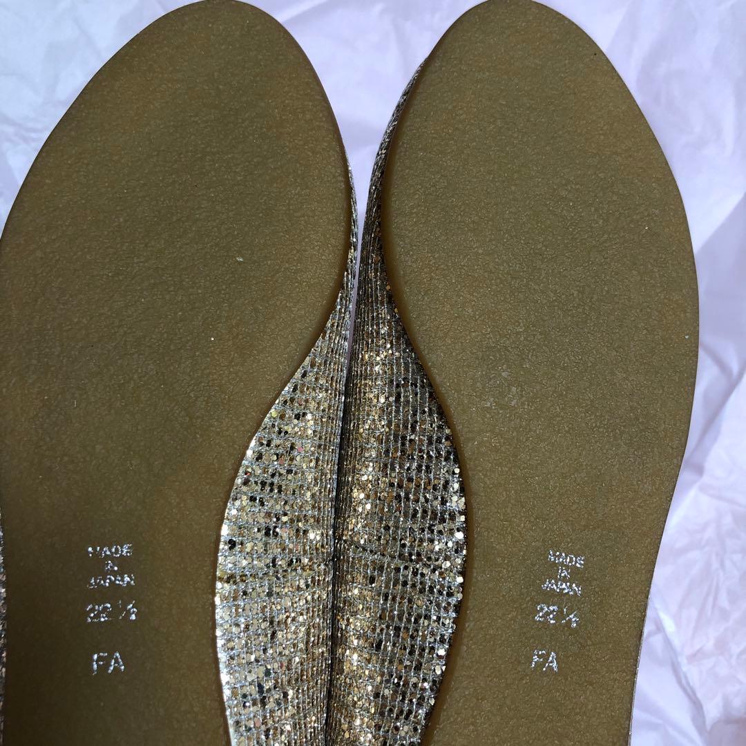 ダイアナ　DIANA 22.5 フラットシューズ　パンプス　ゴールド　ラメ