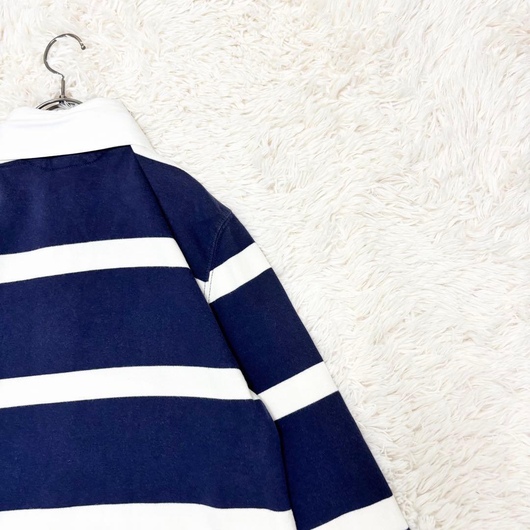 ポロバイラルフローレン ラガーシャツ ボーダー 常田着用モデル ネイビー 白 M