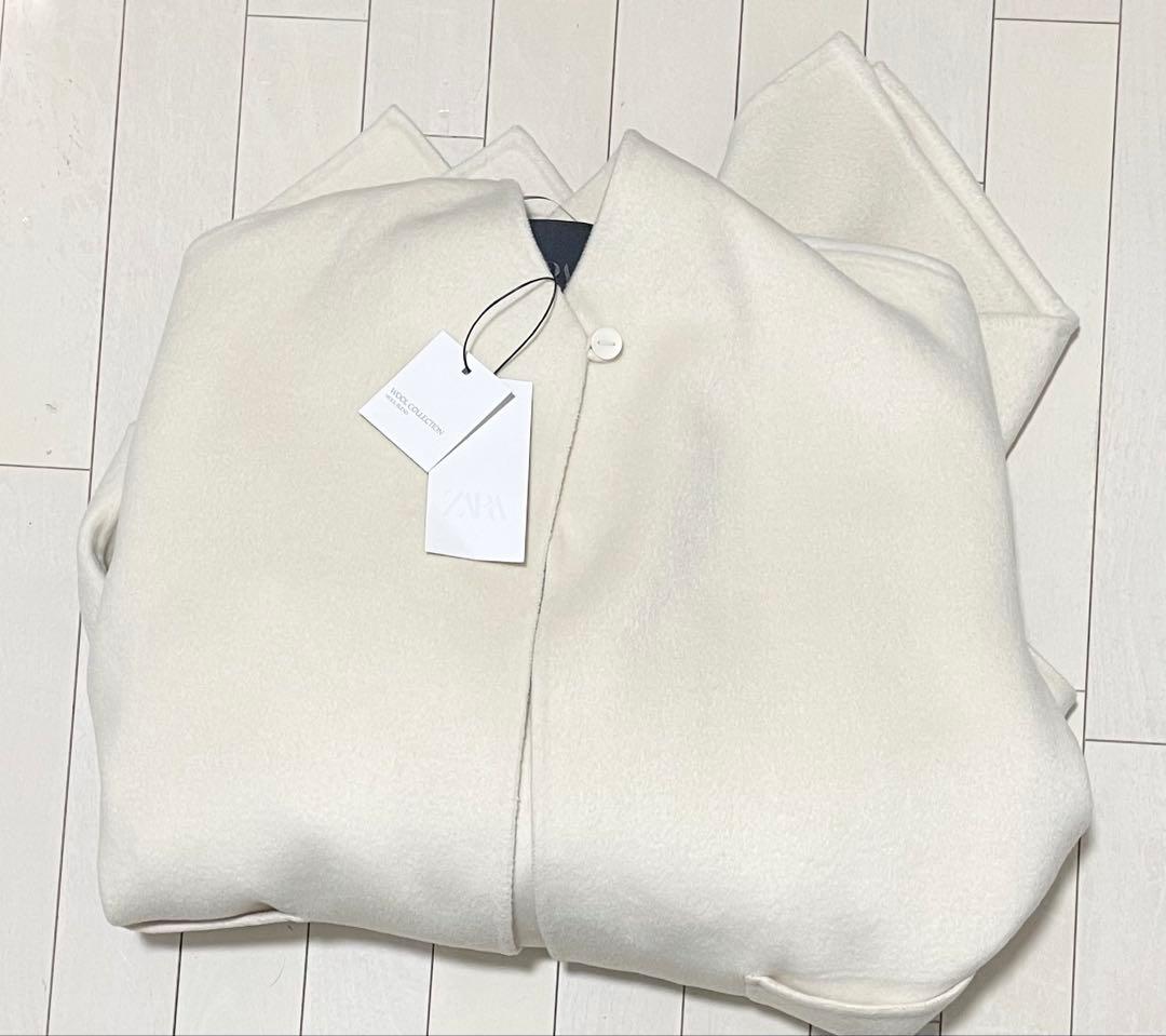 ZARA ZW COLLECTION ウールケープコート XS エクリュ