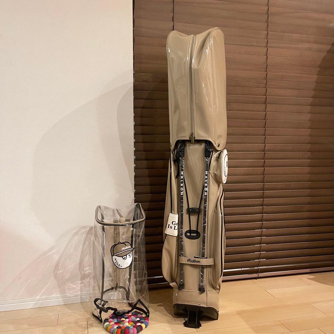 MALBON マルボンゴルフ キャディバッグ ゴルフバッグ エナメル ベージュ