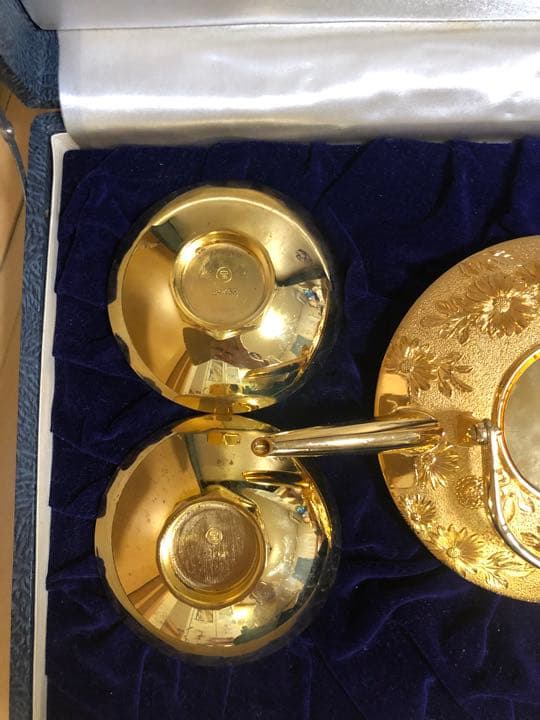 中古　寿瓶子　２４KGP　慶事用　金色酒器セット　ナガサキヤ５０周年記念品