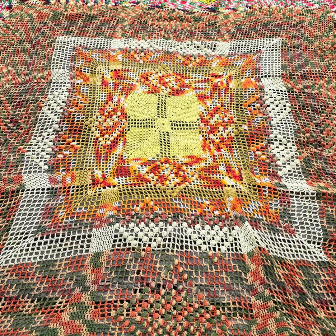 【USA vintage】グラニーブランケット　特大 透かし編み ベッドカバー