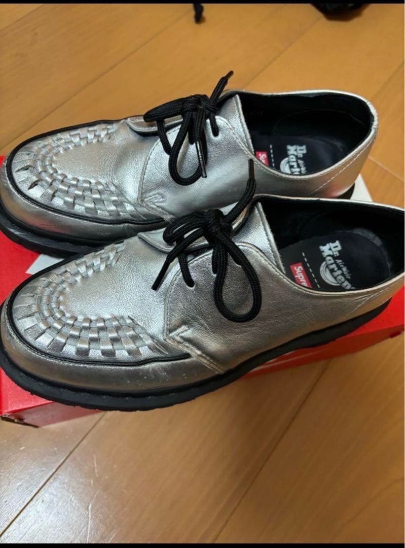 靴 supreme dr.martens ramsey creeper silver