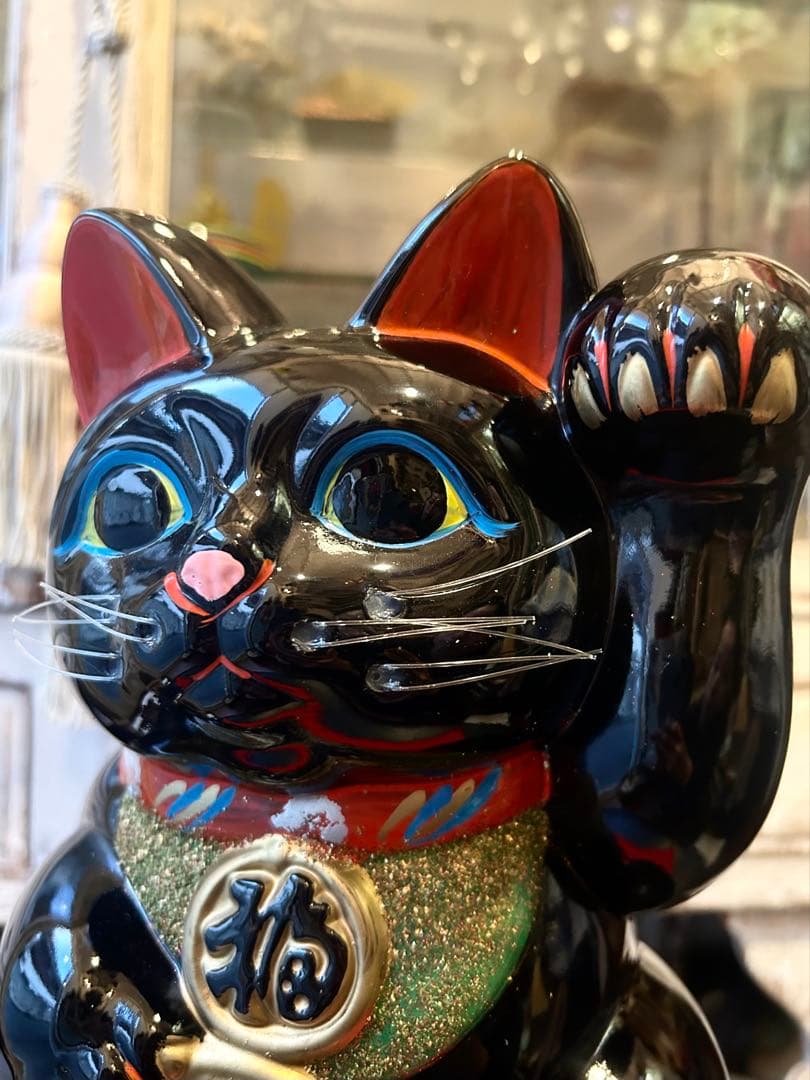 運気上昇&良縁を招く⭐︎招き猫⭐︎常滑焼⭐︎黒⭐︎左手あげ⭐︎貯金箱⭐︎福猫