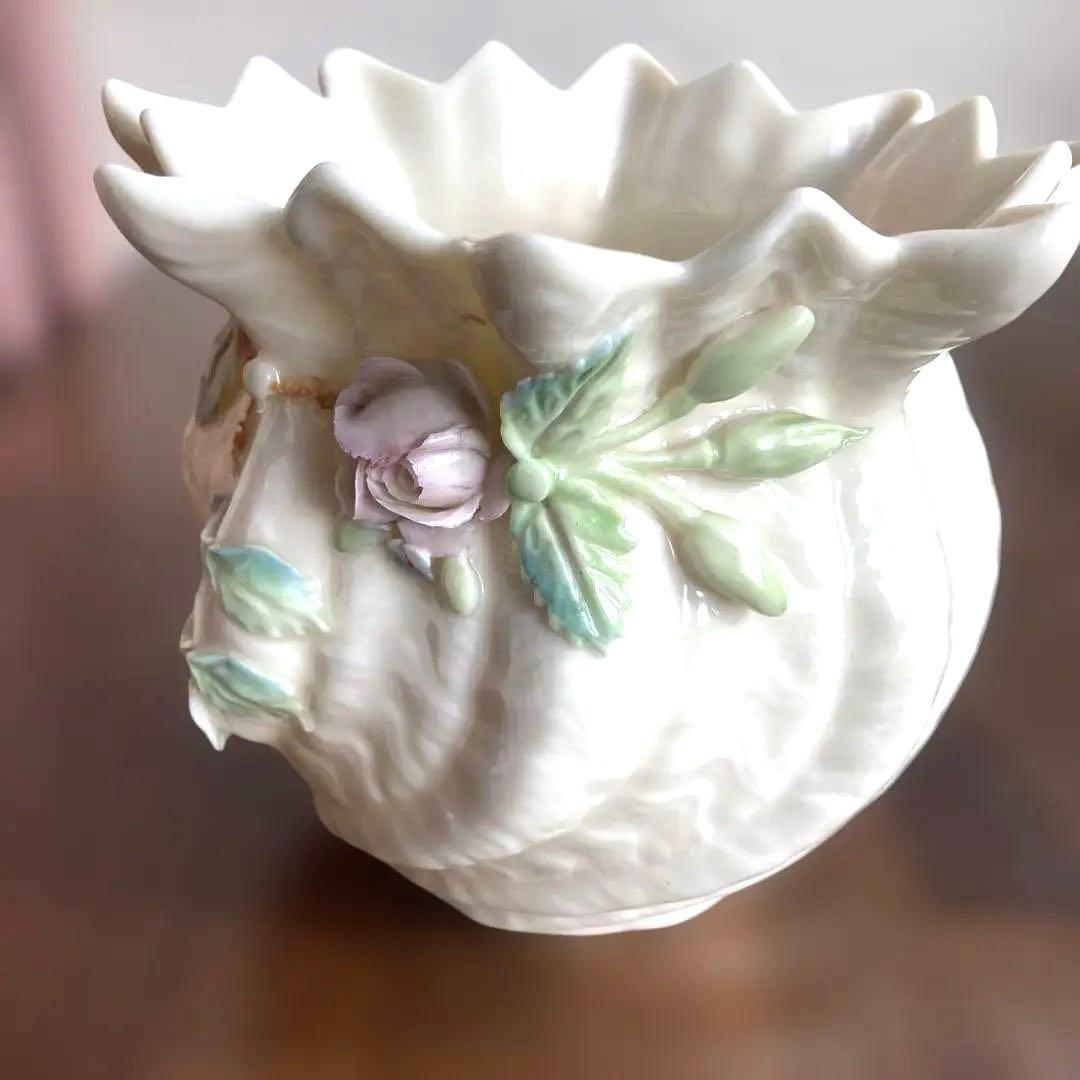 美品レア 高級陶磁器ベリーク（パリアンチャイナ）花瓶と小皿