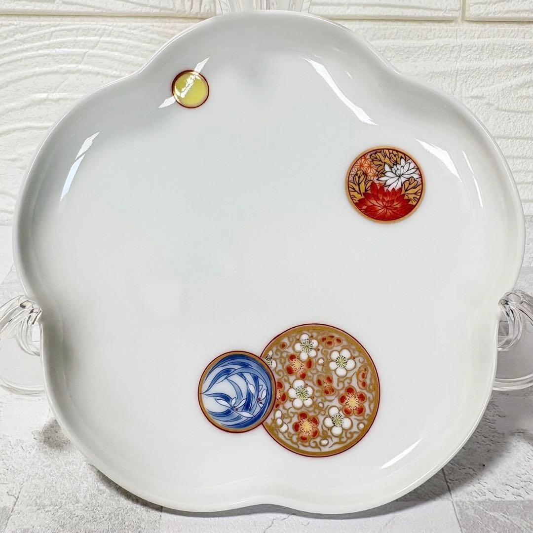 深川製磁 銘々皿揃 和皿 6枚セット 寿赤絵 トリプレット緋 古代呉須