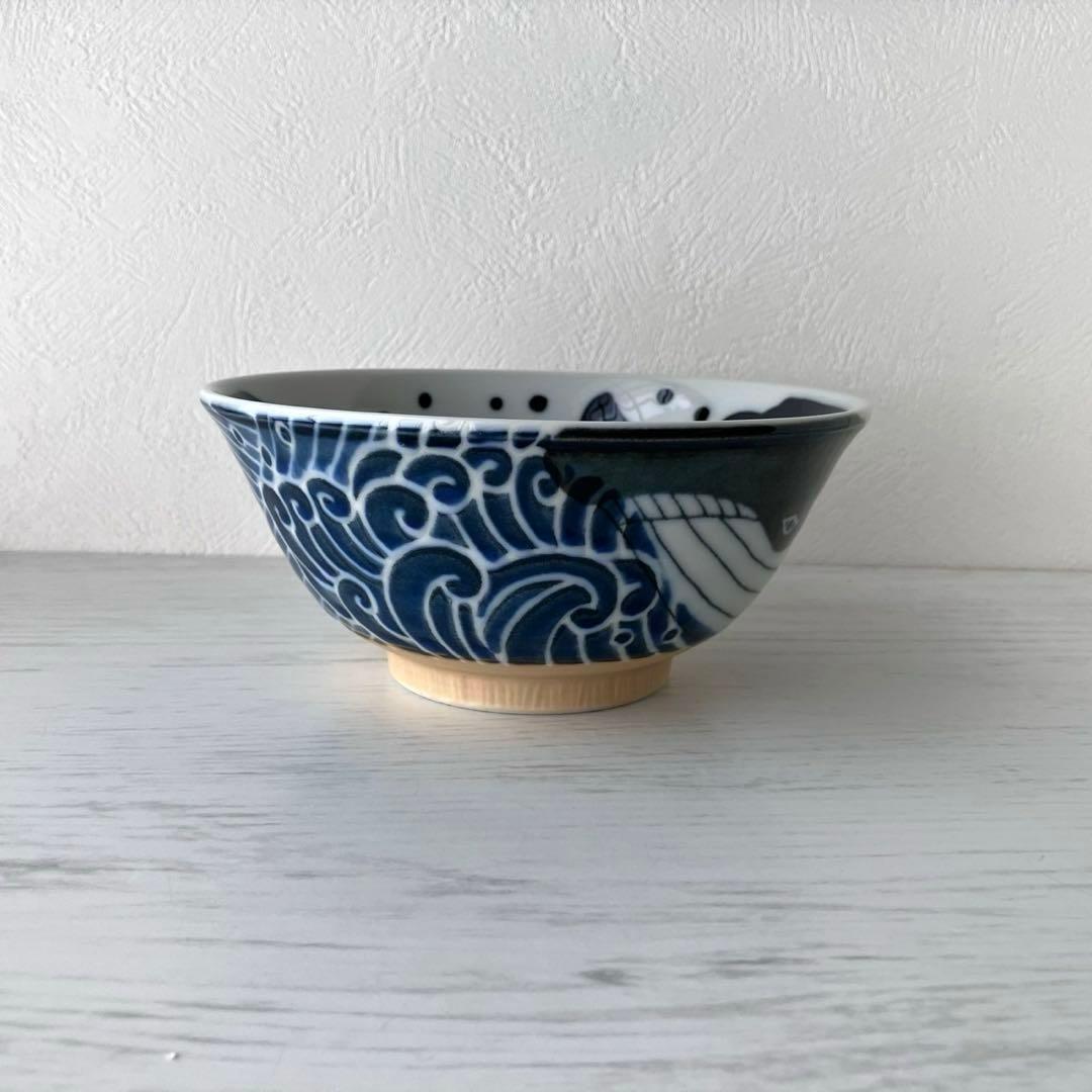 新品2点セット　美濃焼　白波くじら　15cm 多用丼　茶碗　丼　クジラ　鯨