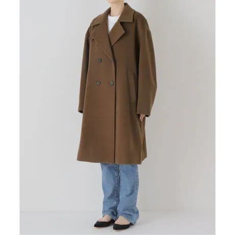 美品　クリーニング済　スーパー140ビーバーダブルコート　ブラウン