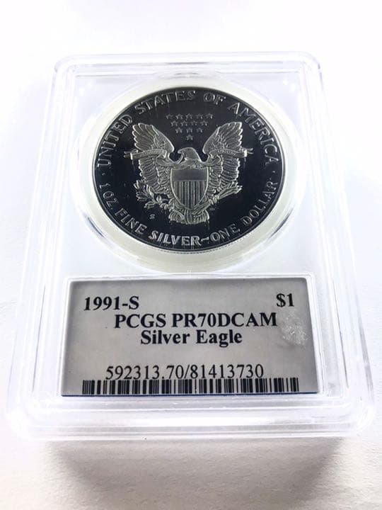 【最高鑑定】1991-S イーグル銀貨 デビットホールサイン入