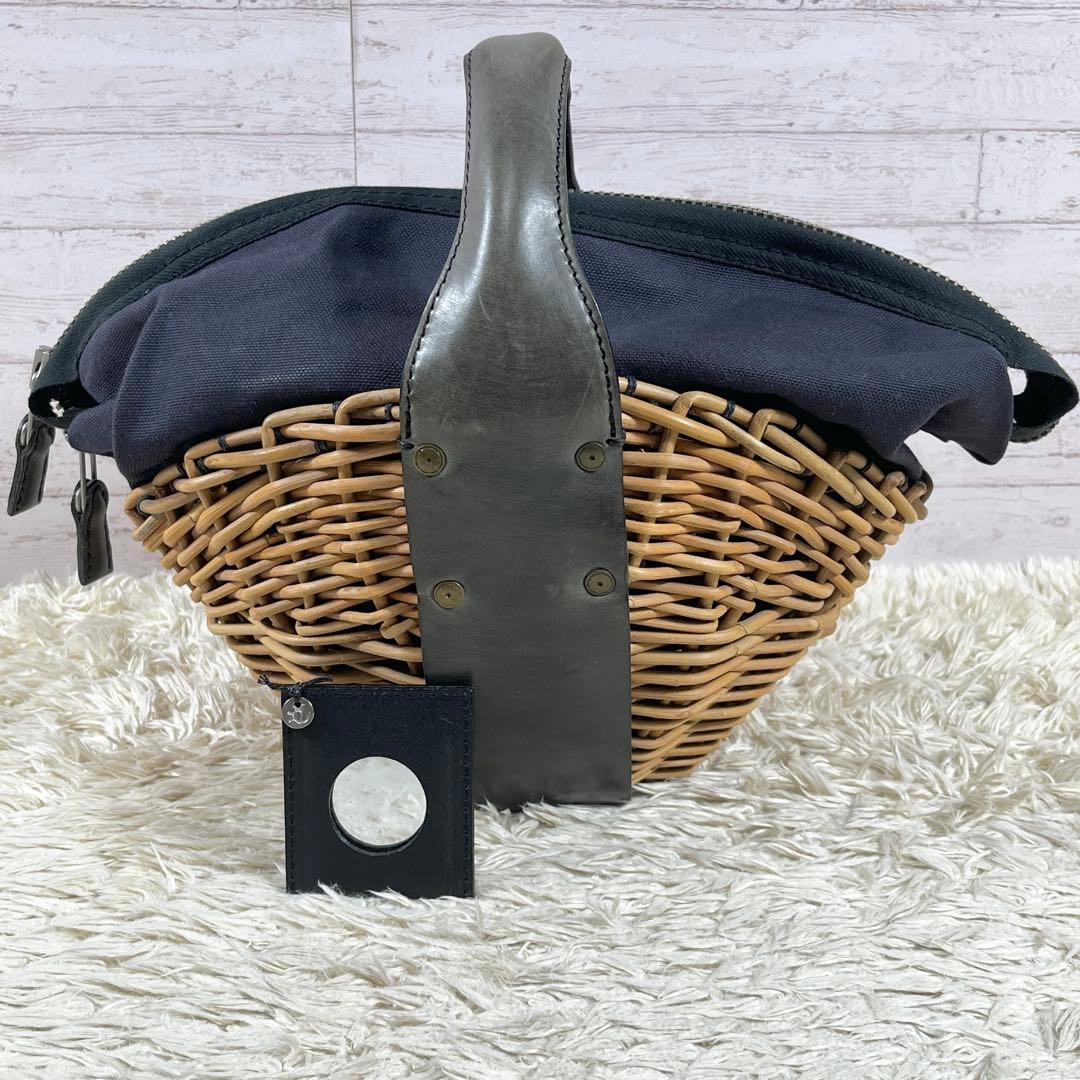 ✨美品 エバゴス かごバッグ オイルショルダーレザー ミラー バスケット型