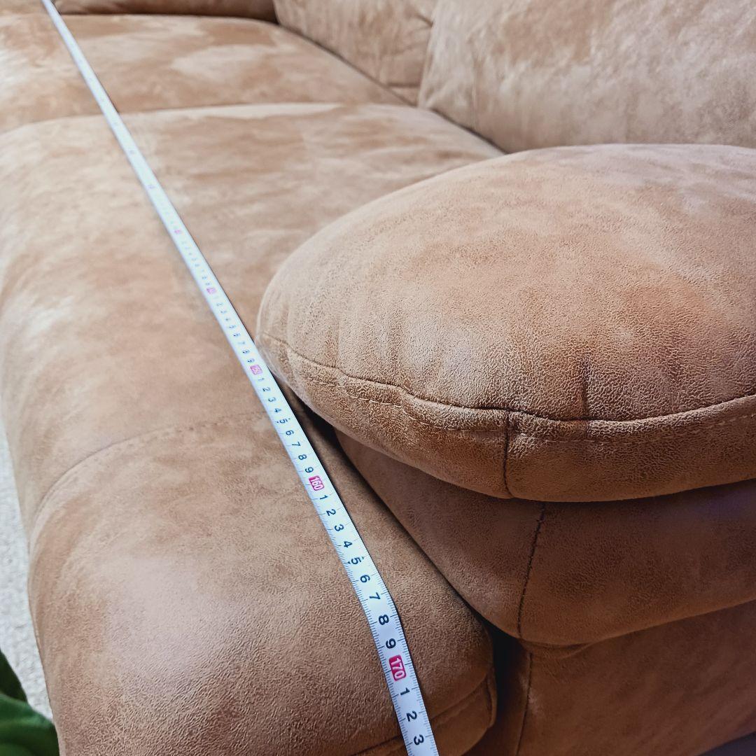 3人掛け ソファ レザーファブリック ブラウン ふかふか