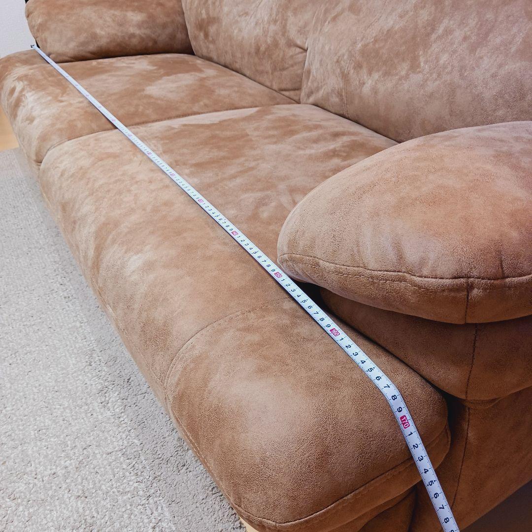 3人掛け ソファ レザーファブリック ブラウン ふかふか