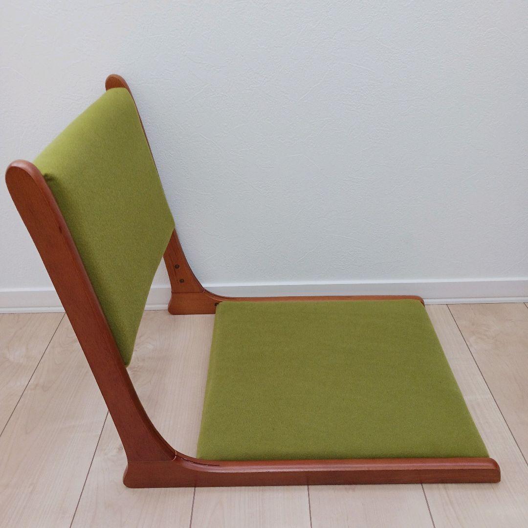 昭和レトロ 木製ローチェア 和モダン グリーン座面