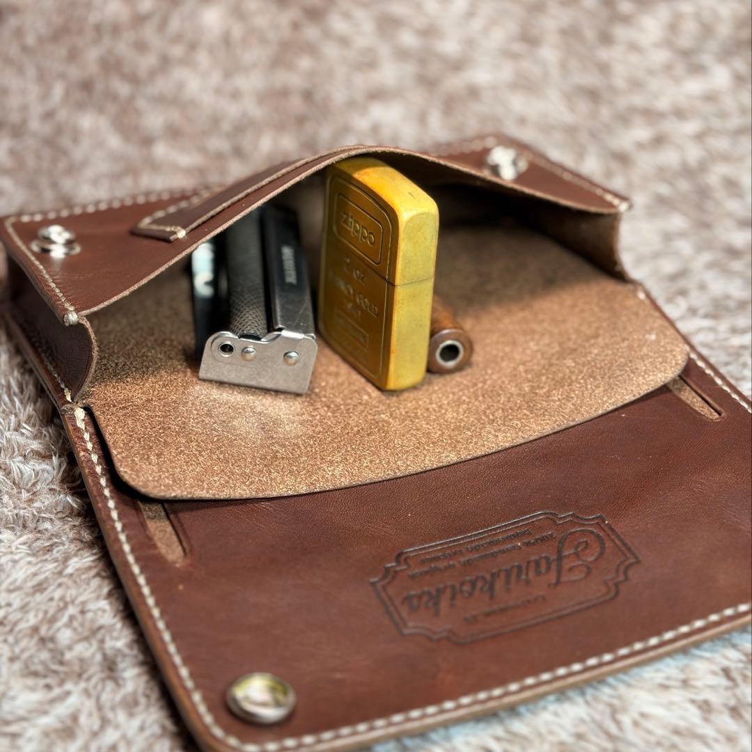 ◎ラスト1点.大人の渋さ漂う.二つ折り.オイルヌメシャグポーチ◎