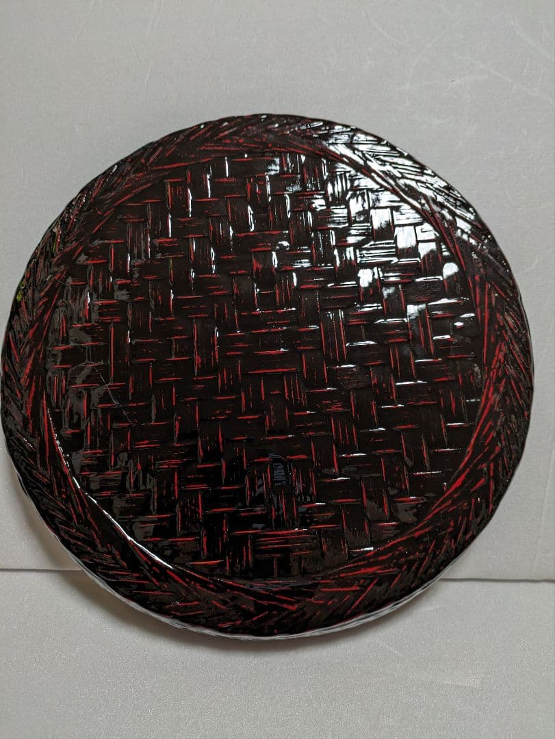 籃胎漆器　お盆　果物籠/菓子器　茶托　5枚　おしぼり受け　5個　計12点