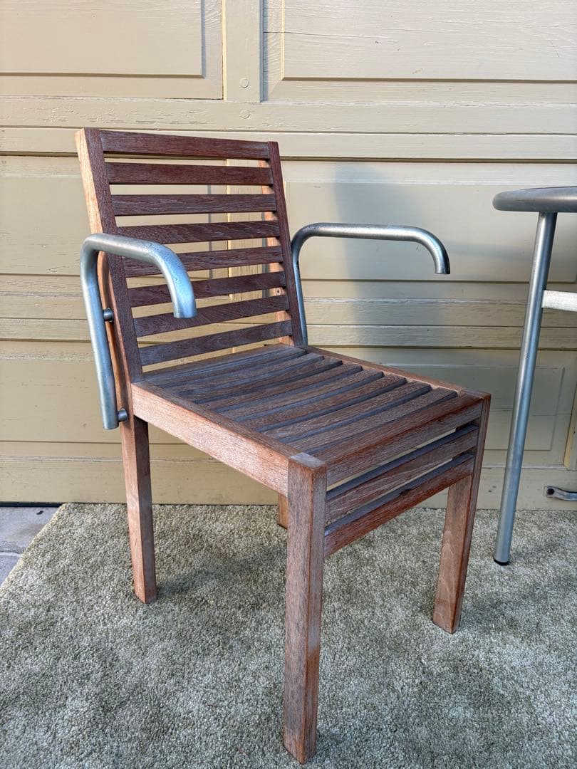 カッシーナイクスシー 植木莞爾 RIGA TEAKS テーブル＆チェア2脚セット