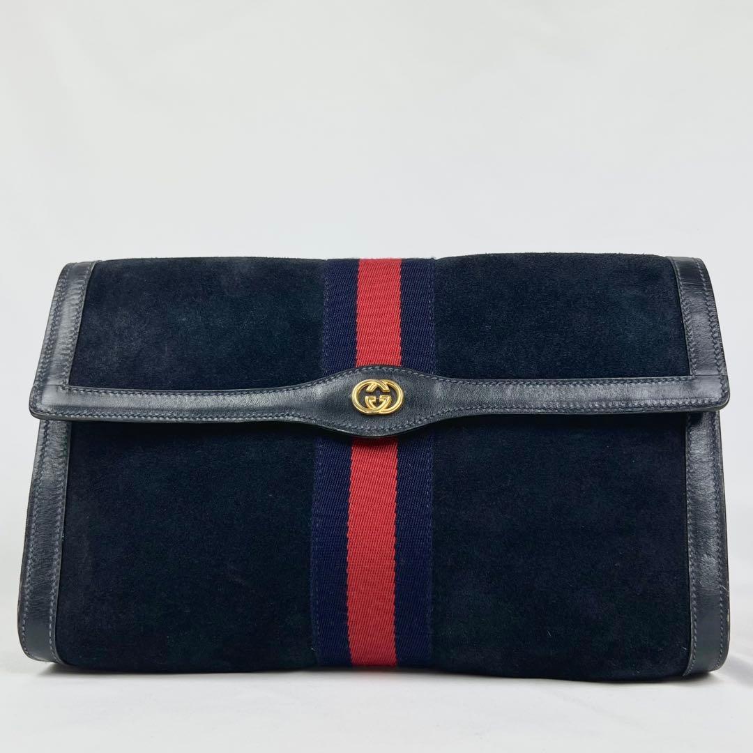 GUCCI シェリーライン スエード インターロッキング クラッチバッグ