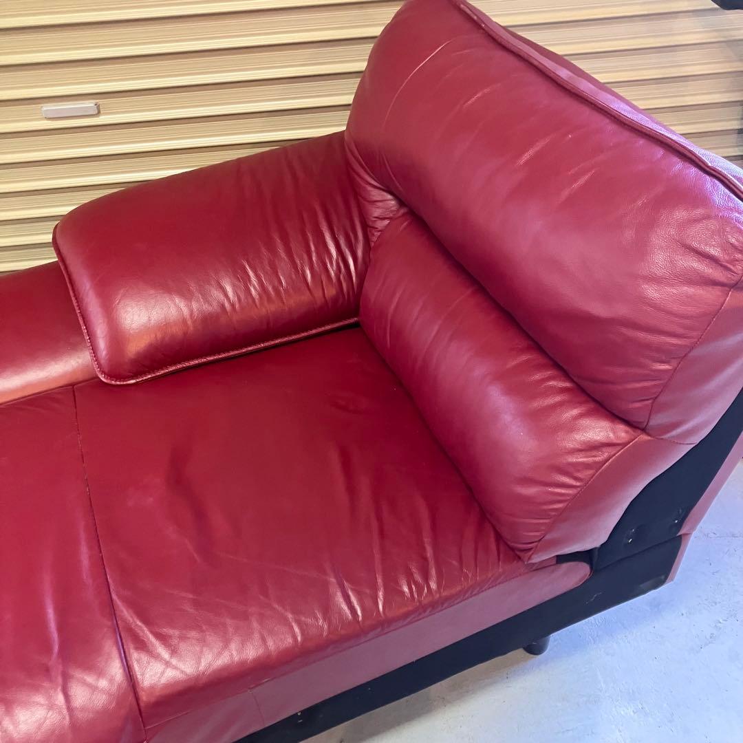 北欧レトロ レザーカウチソファー ソファーベッド アームチェア レッドビンテージ