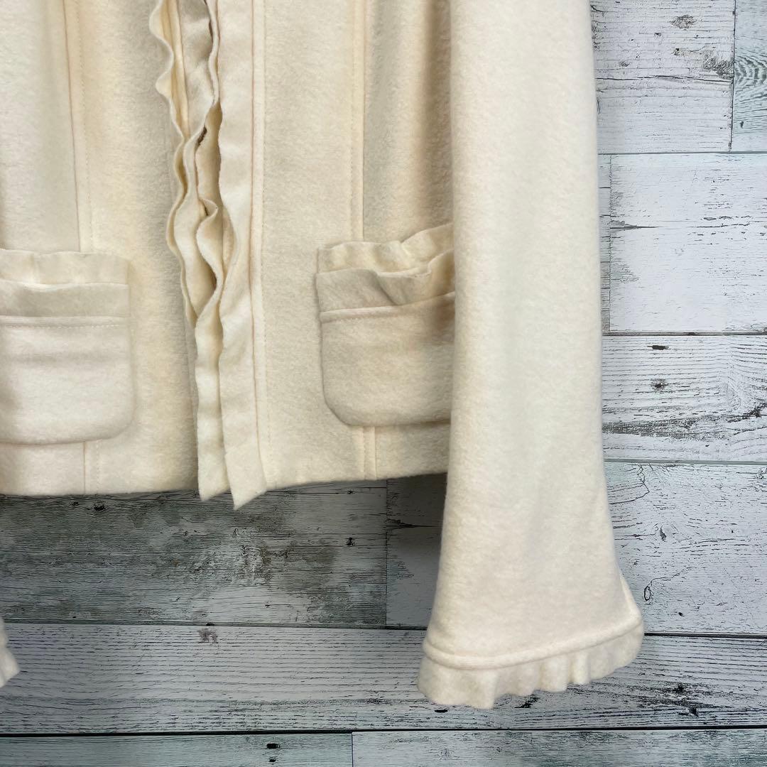 ☆高級☆エムズグレイシー　フェルトコサージュ付きウールジャケット　アイボリー