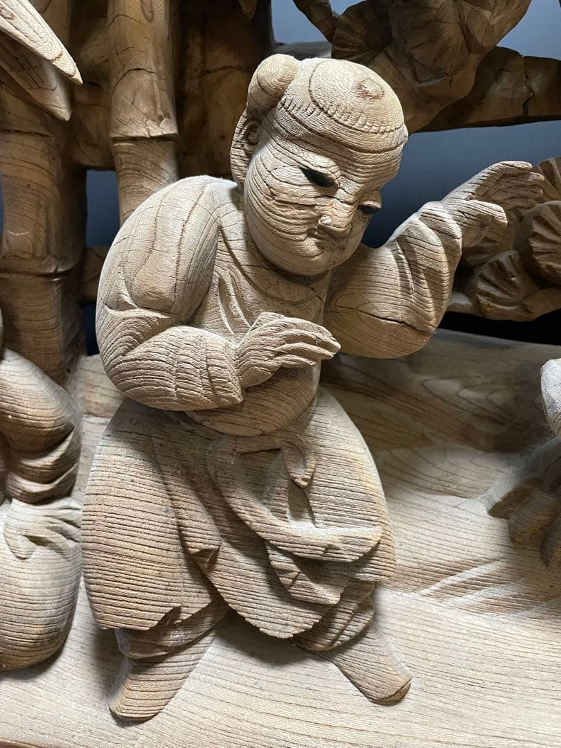 大型　蟇股　 彫刻 木彫　 彫刻工芸品　骨董品　幅131cm